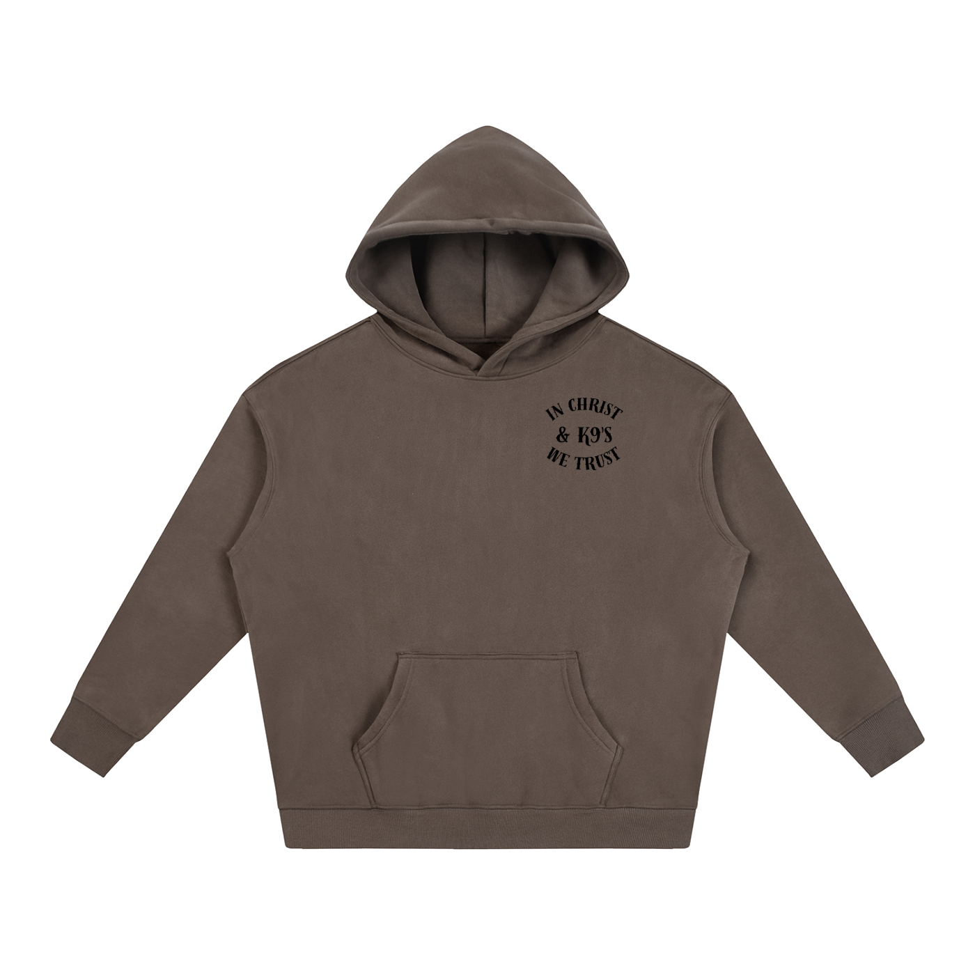 In Christ & K9's Oversize Fleeced Hoodie Black Text
