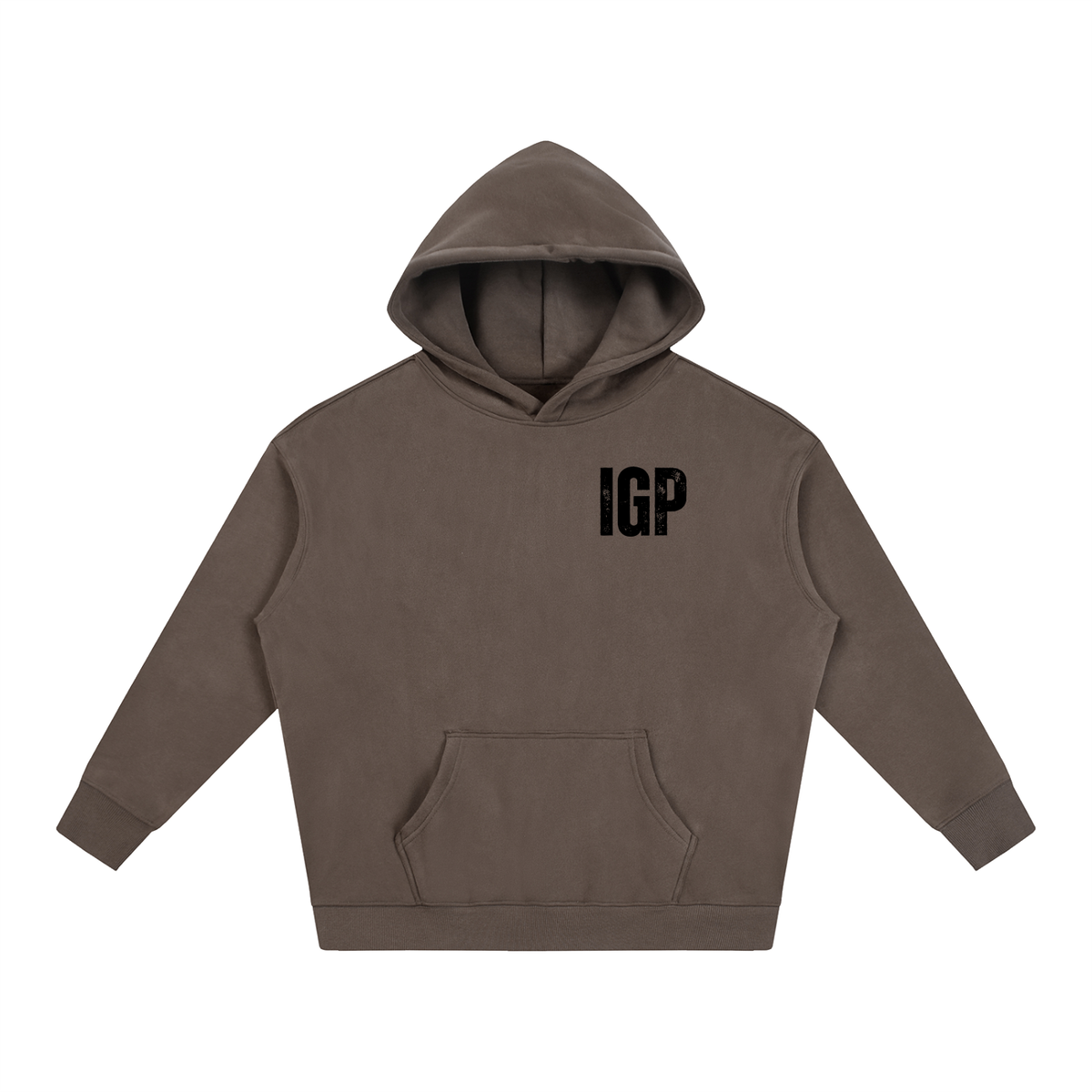 IGP 3 Phase Oversize Fleeced Hoodie Black Text