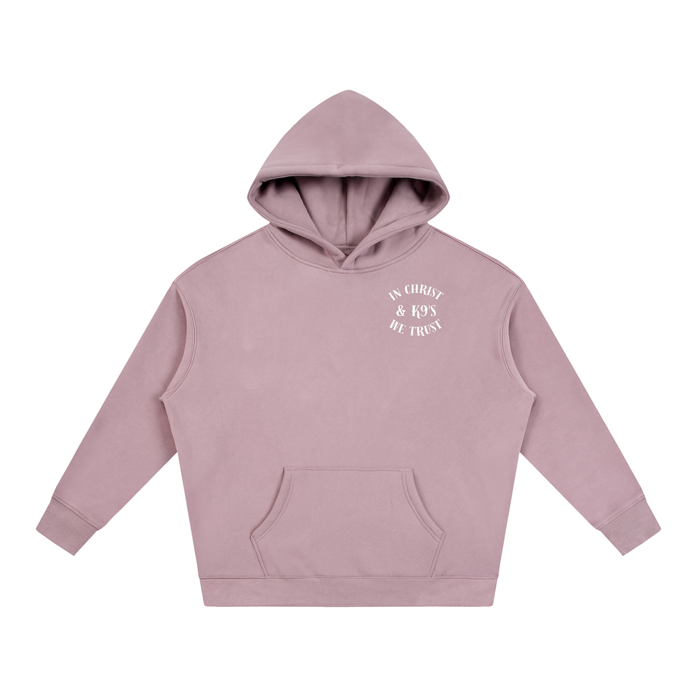In Christ & K9's Oversize Fleeced Hoodie White Text