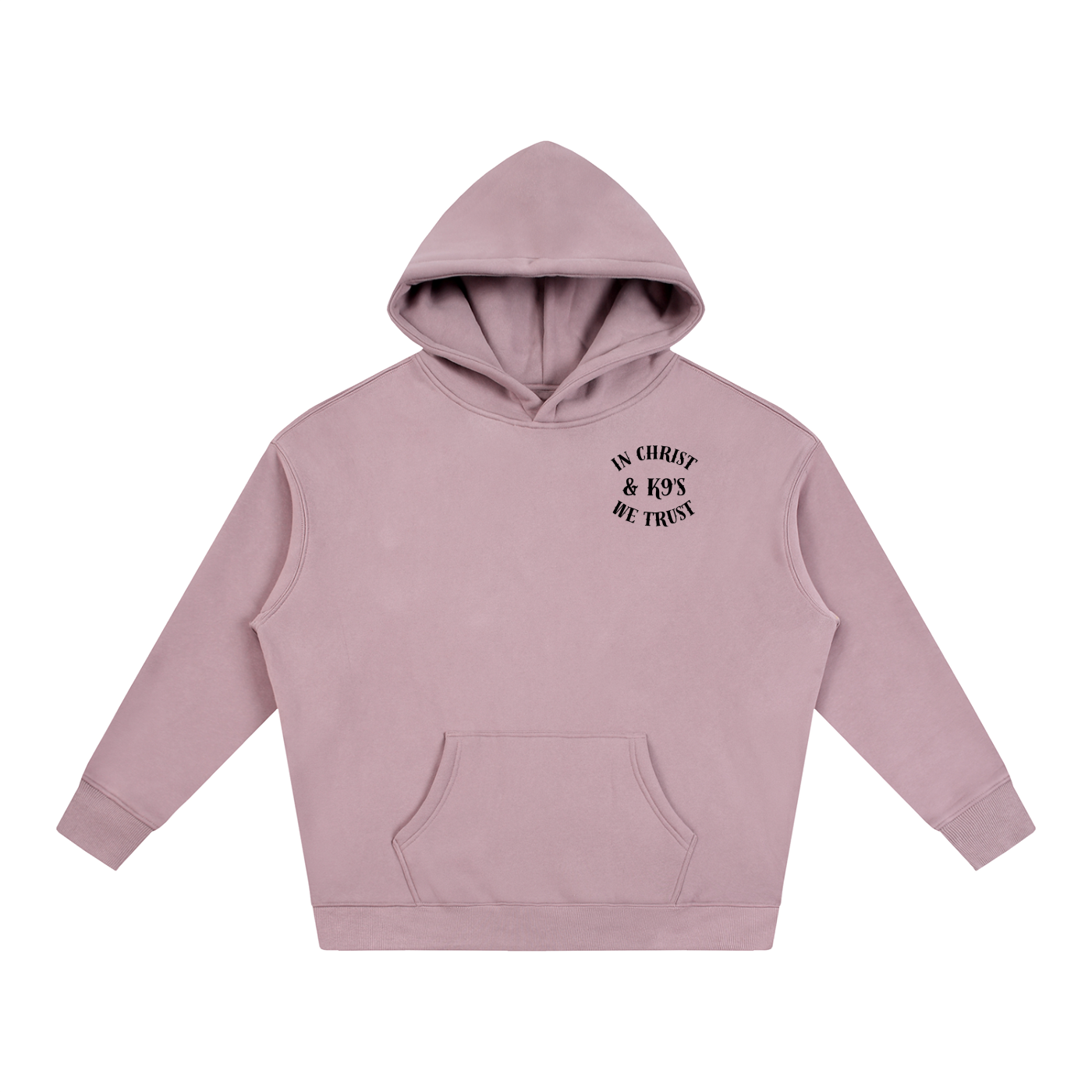 In Christ & K9's Oversize Fleeced Hoodie Black Text
