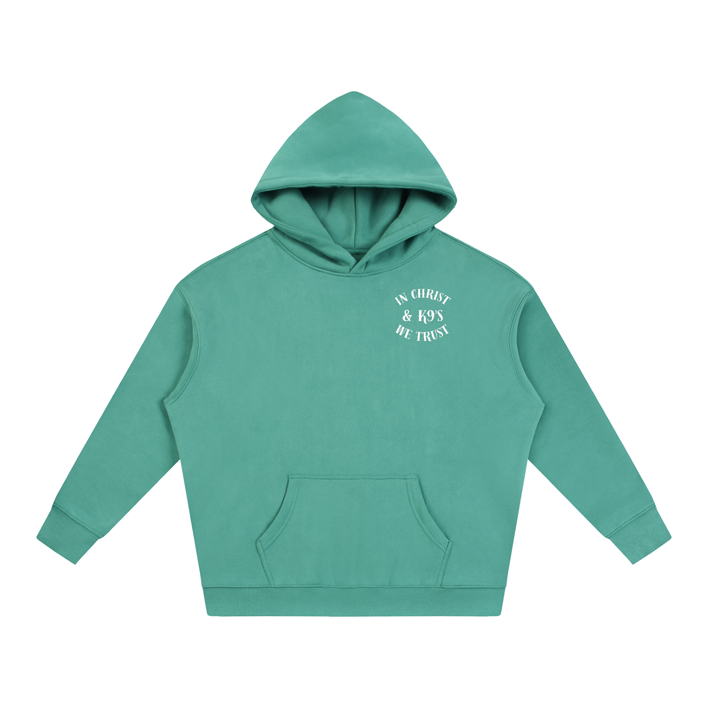 In Christ & K9's Oversize Fleeced Hoodie White Text