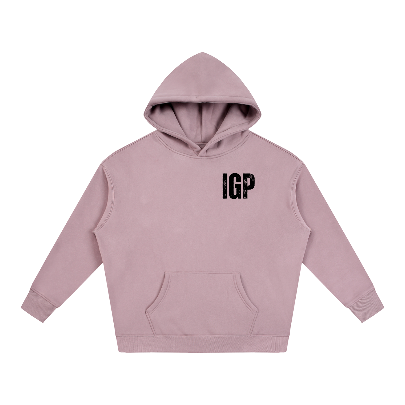 IGP 3 Phase Oversize Fleeced Hoodie Black Text