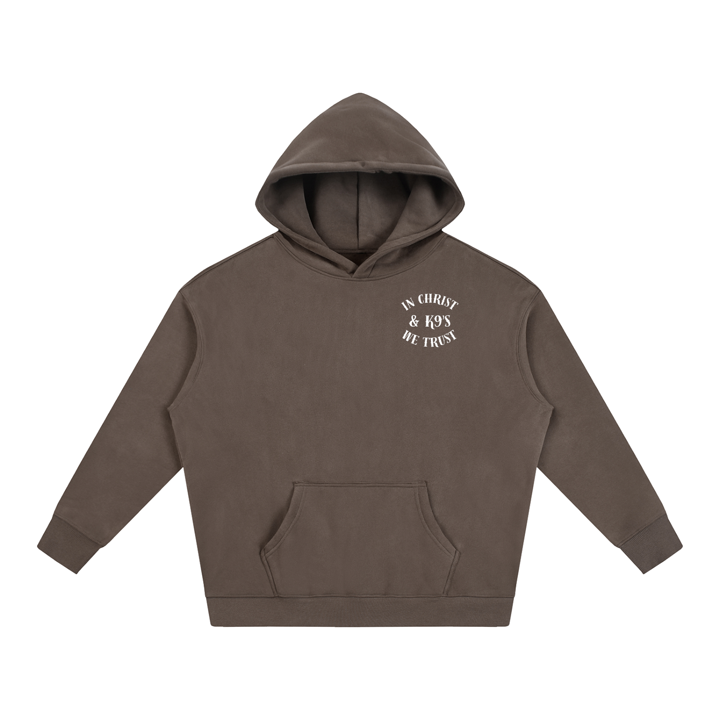 In Christ & K9's Oversize Fleeced Hoodie White Text