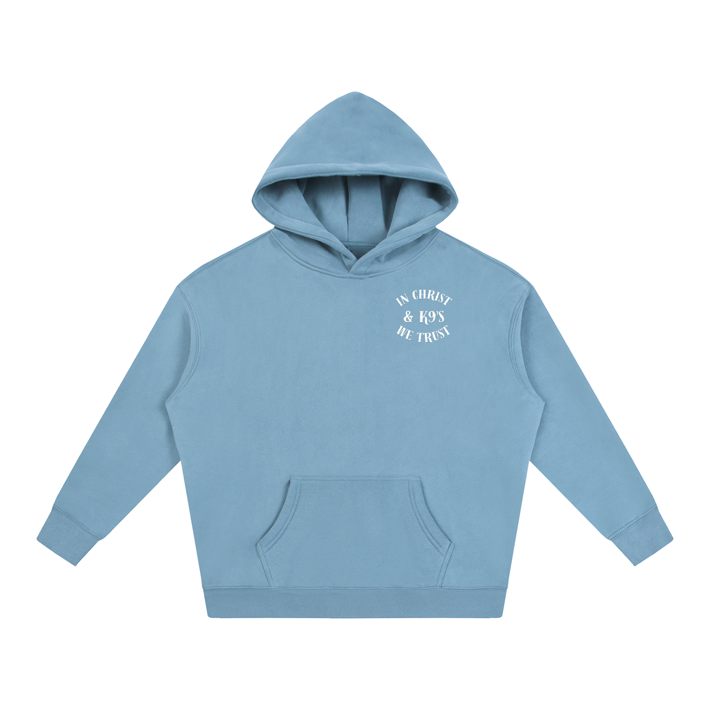 In Christ & K9's Oversize Fleeced Hoodie White Text