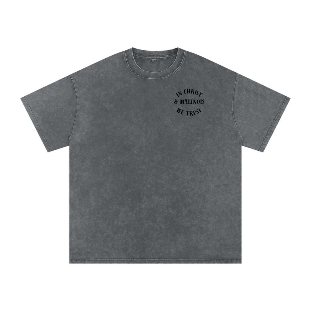 In Christ & Malinois We Trust Snow Washed Oversized Cotton T-Shirt
