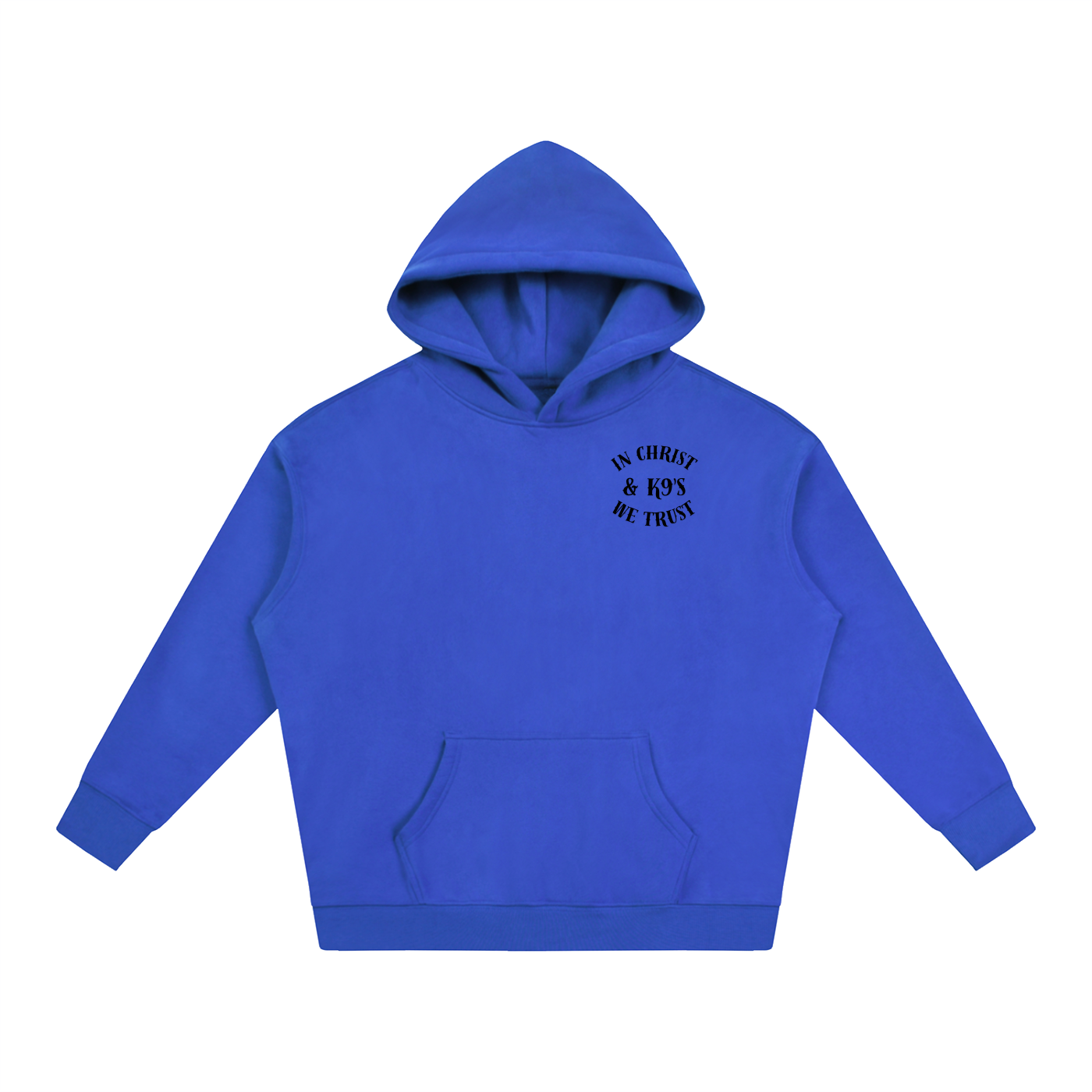 In Christ & K9's Oversize Fleeced Hoodie Black Text