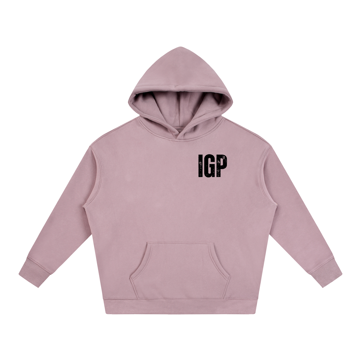 IGP 3 Phase Oversize Fleeced Hoodie Black Text