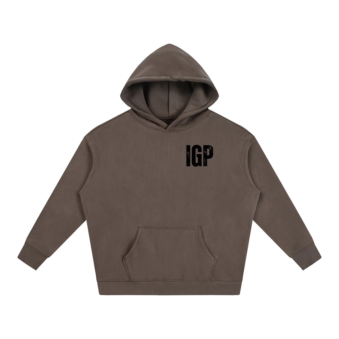 IGP 3 Phase Oversize Fleeced Hoodie Black Text