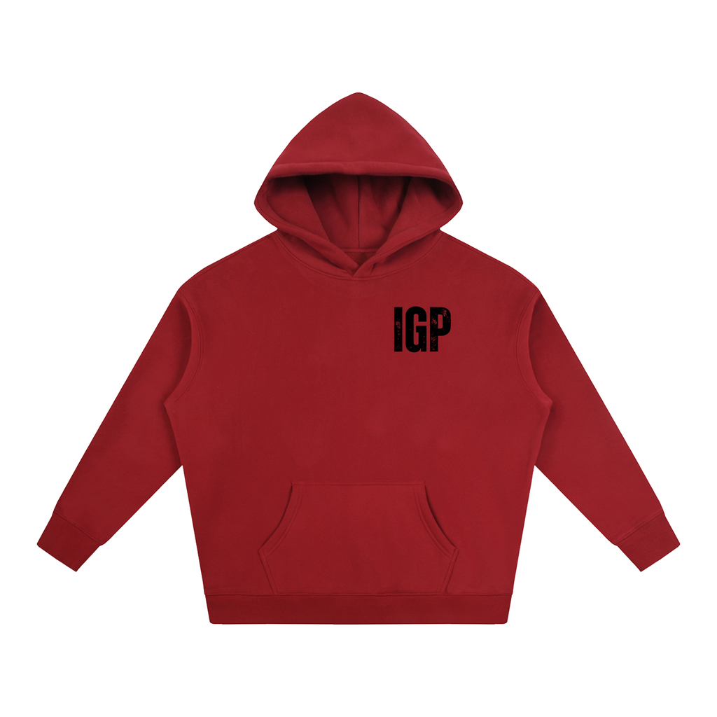 IGP 3 Phase Oversize Fleeced Hoodie Black Text