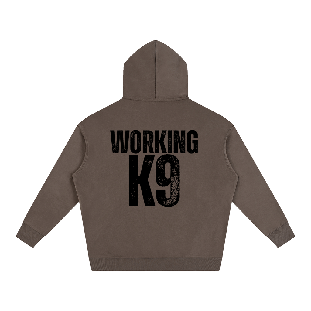 Working K9 Oversize Fleeced Hoodie Black Text