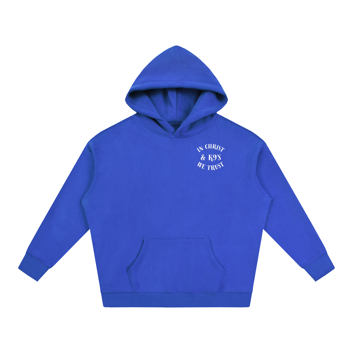 In Christ & K9's Oversize Fleeced Hoodie White Text