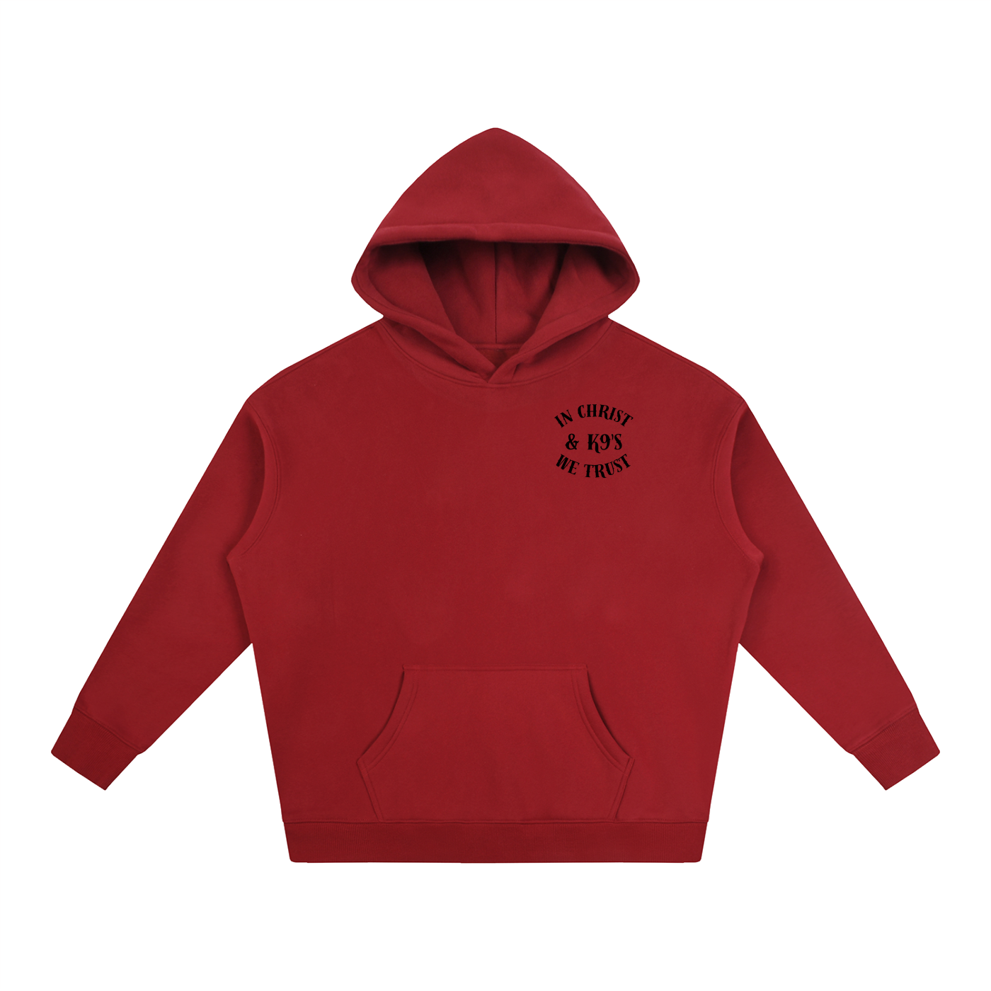 In Christ & K9's Oversize Fleeced Hoodie Black Text