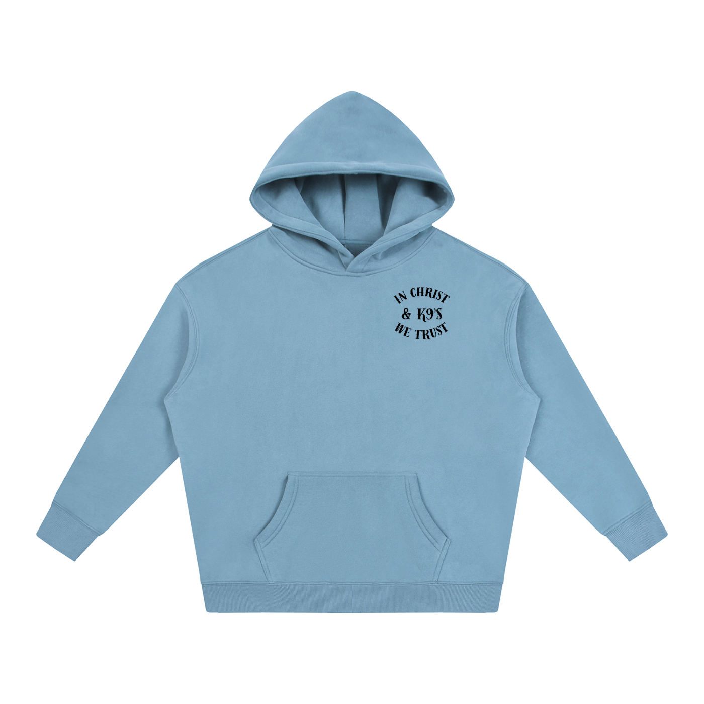 In Christ & K9's Oversize Fleeced Hoodie Black Text