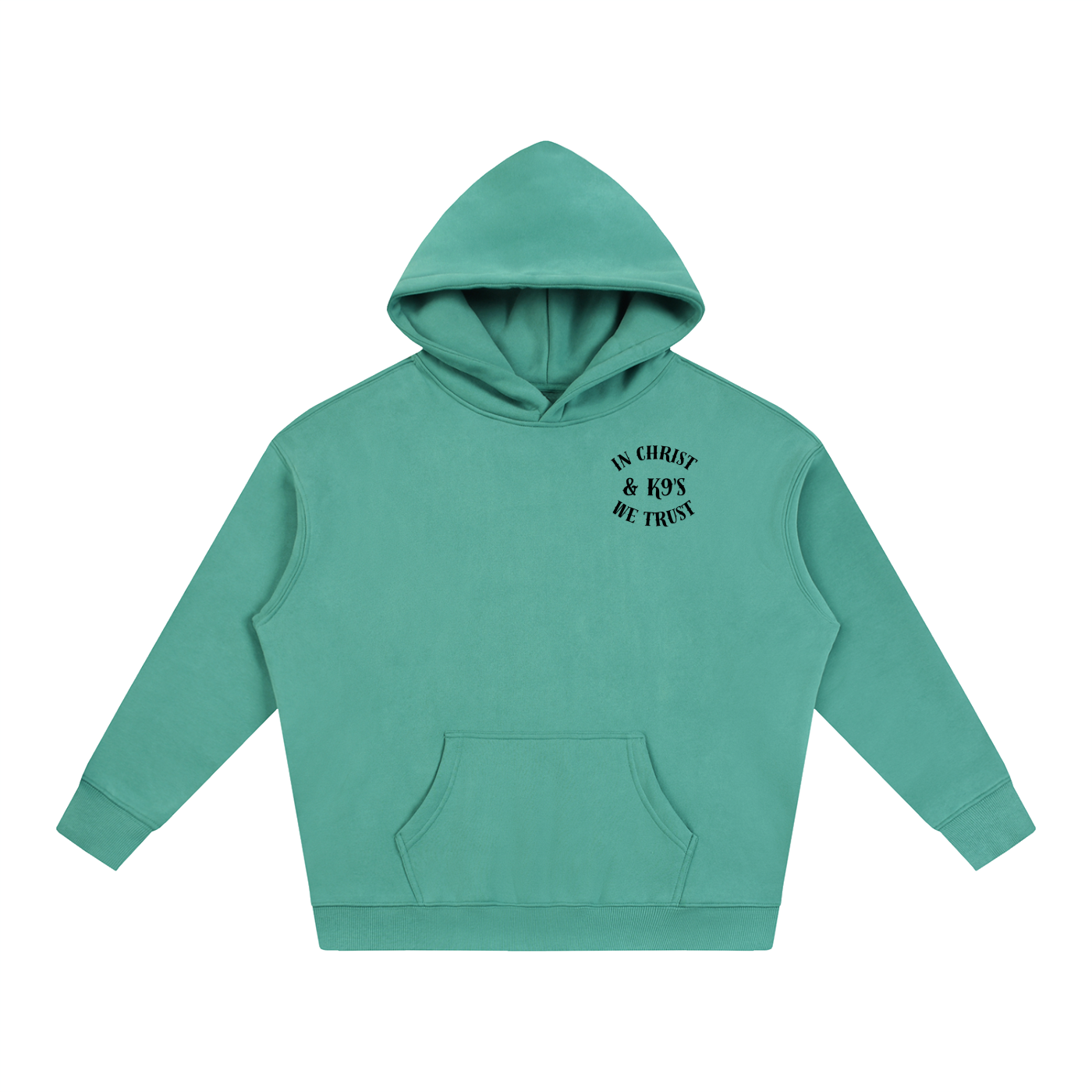 In Christ & K9's Oversize Fleeced Hoodie Black Text