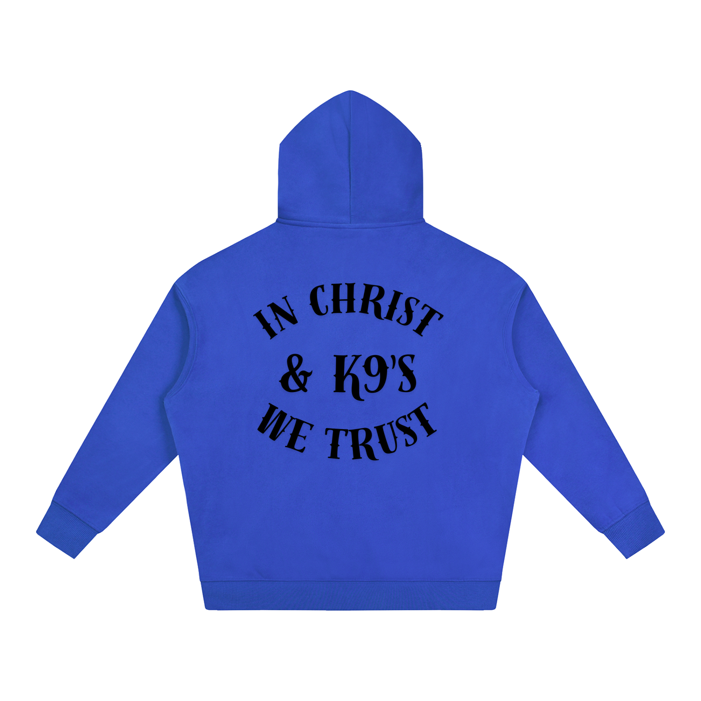 In Christ & K9's Oversize Fleeced Hoodie Black Text