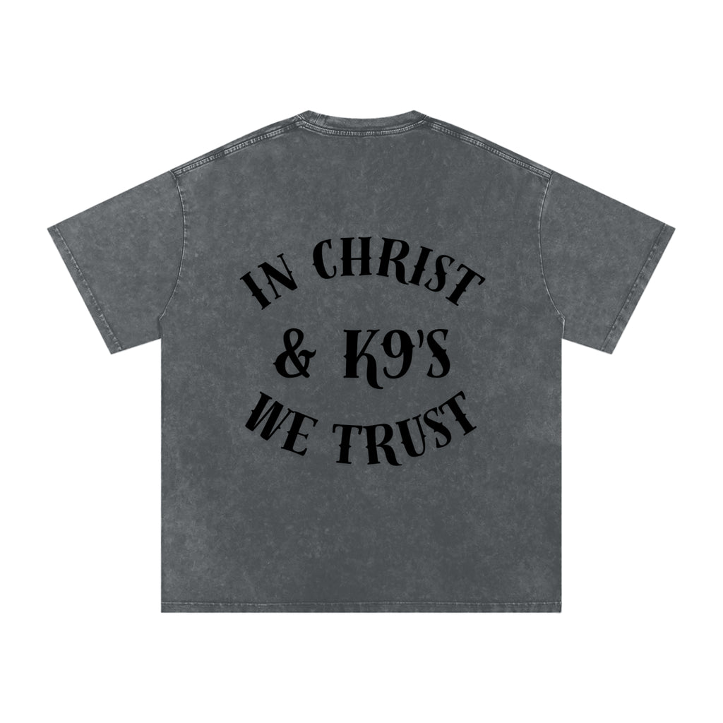 In Christ & K9's We Trust Snow Washed Oversized Cotton T-Shirt