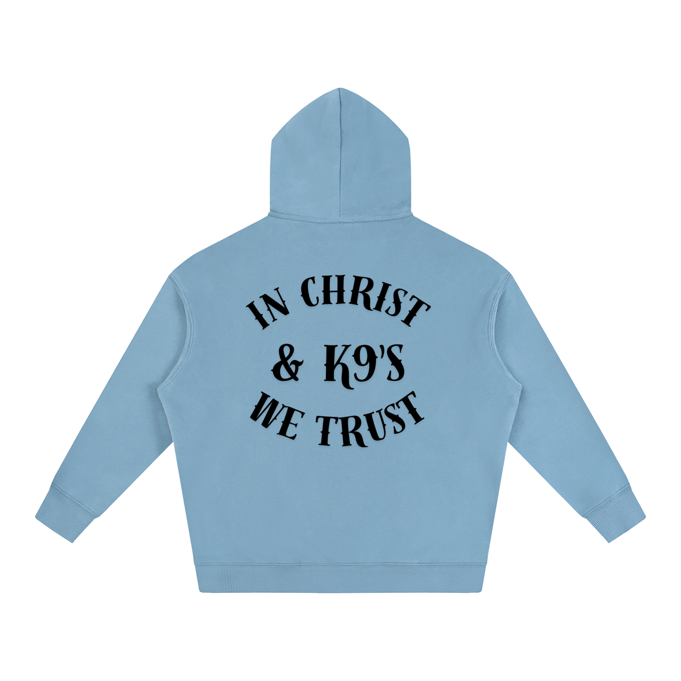 In Christ & K9's Oversize Fleeced Hoodie Black Text