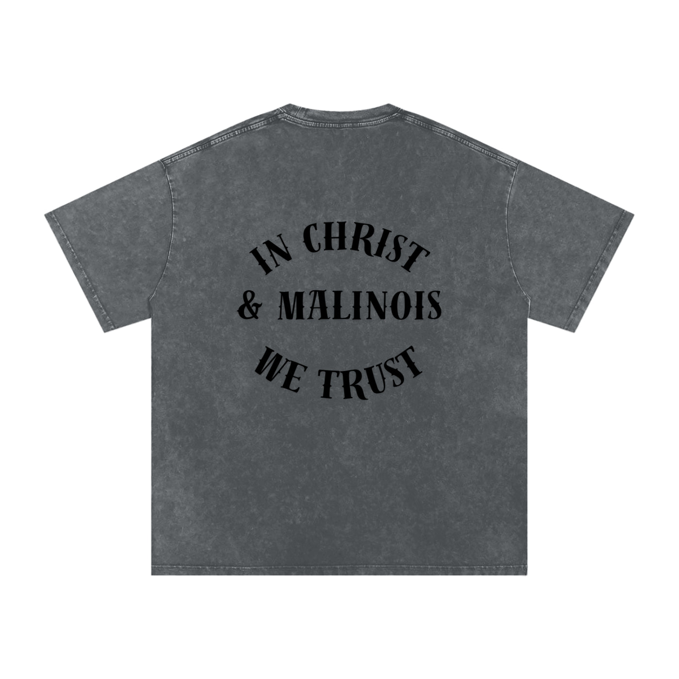 In Christ & Malinois We Trust Snow Washed Oversized Cotton T-Shirt