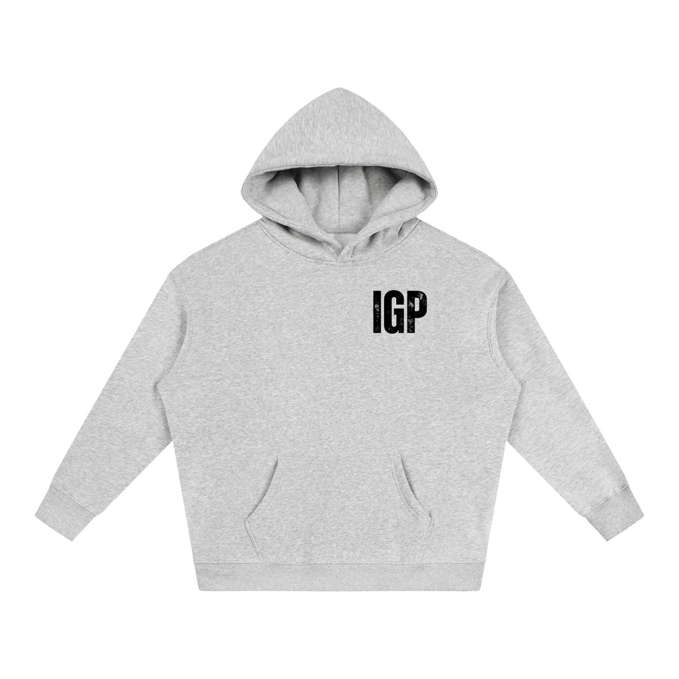 IGP 3 Phase Oversize Fleeced Hoodie Black Text
