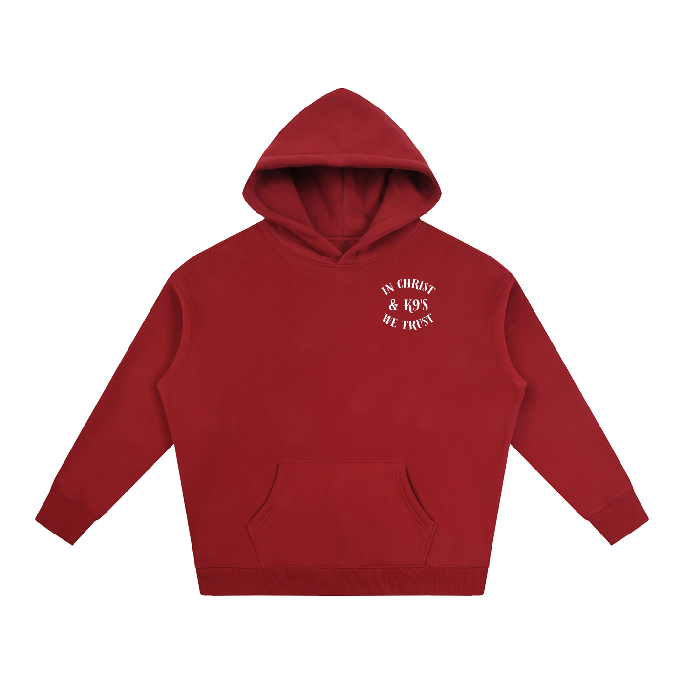 In Christ & K9's Oversize Fleeced Hoodie White Text