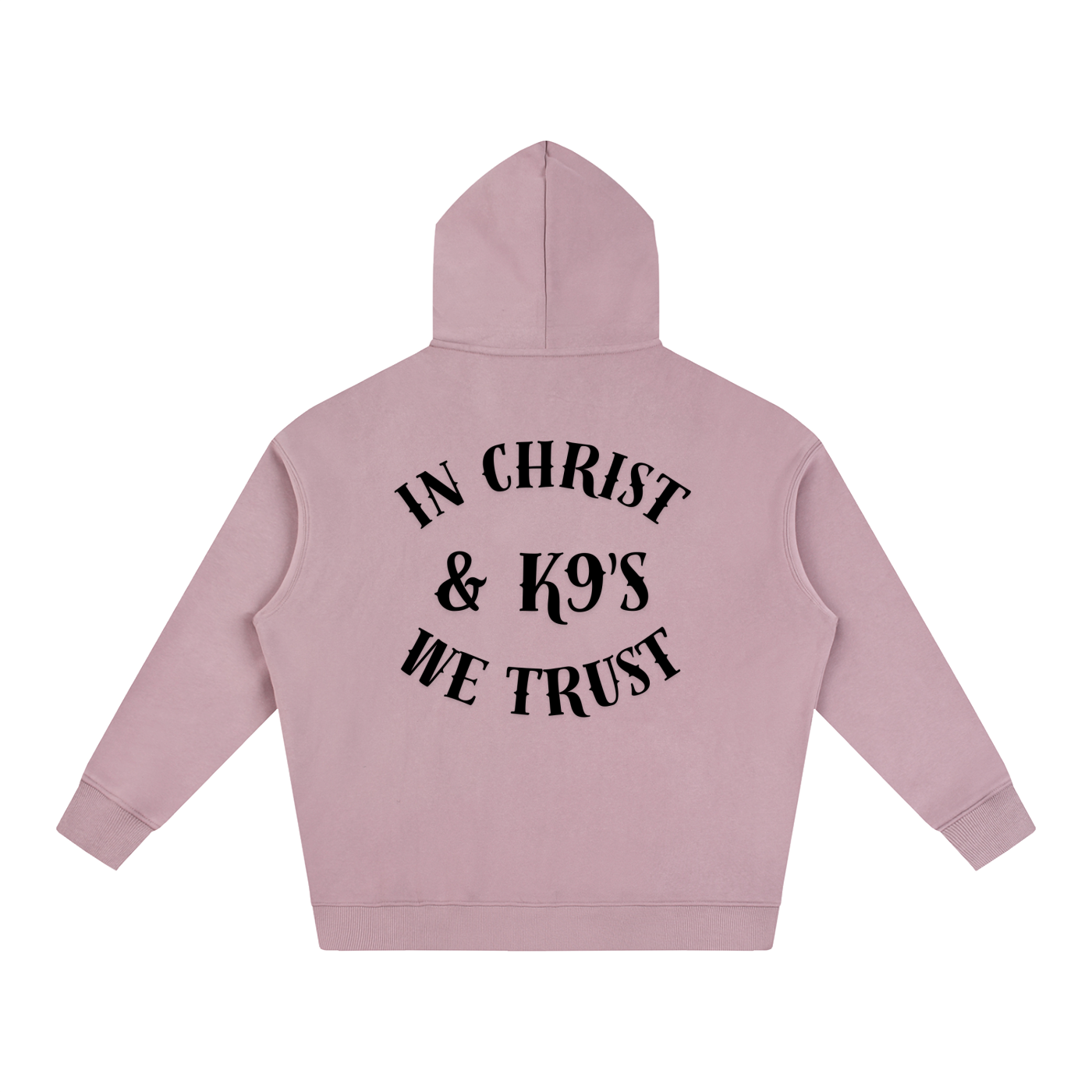 In Christ & K9's Oversize Fleeced Hoodie Black Text