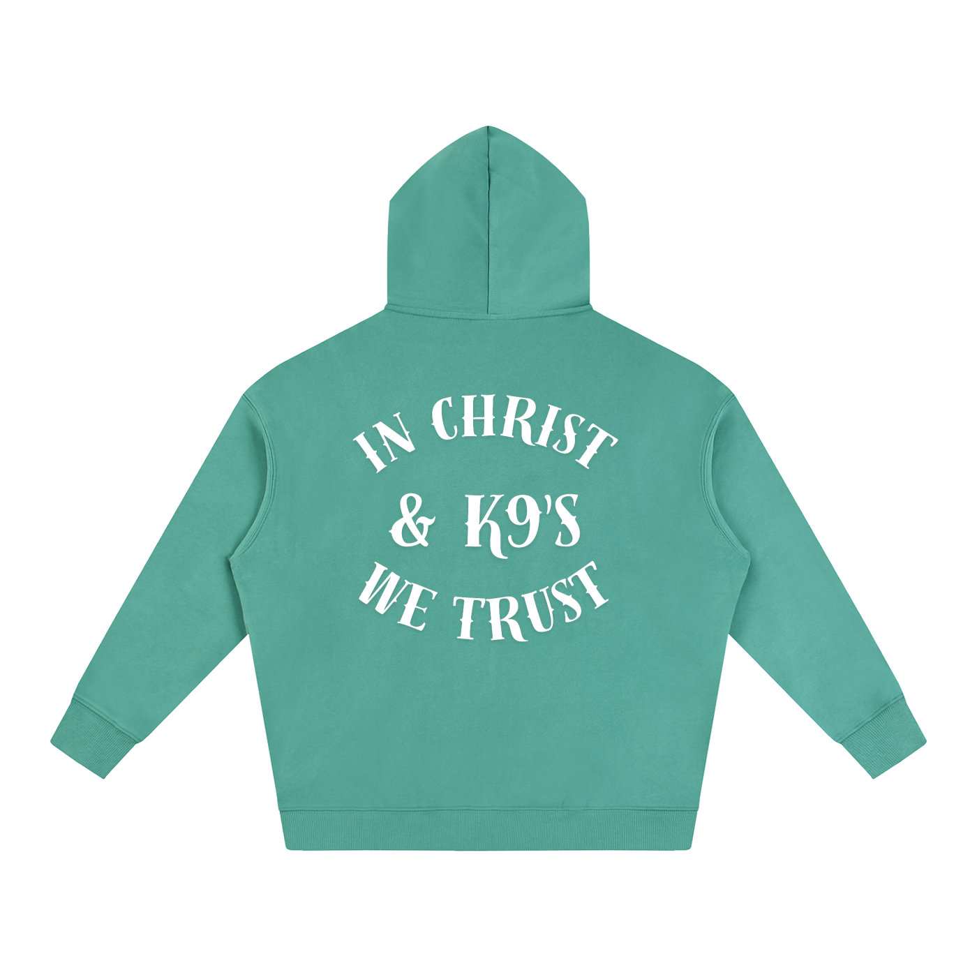 In Christ & K9's Oversize Fleeced Hoodie White Text